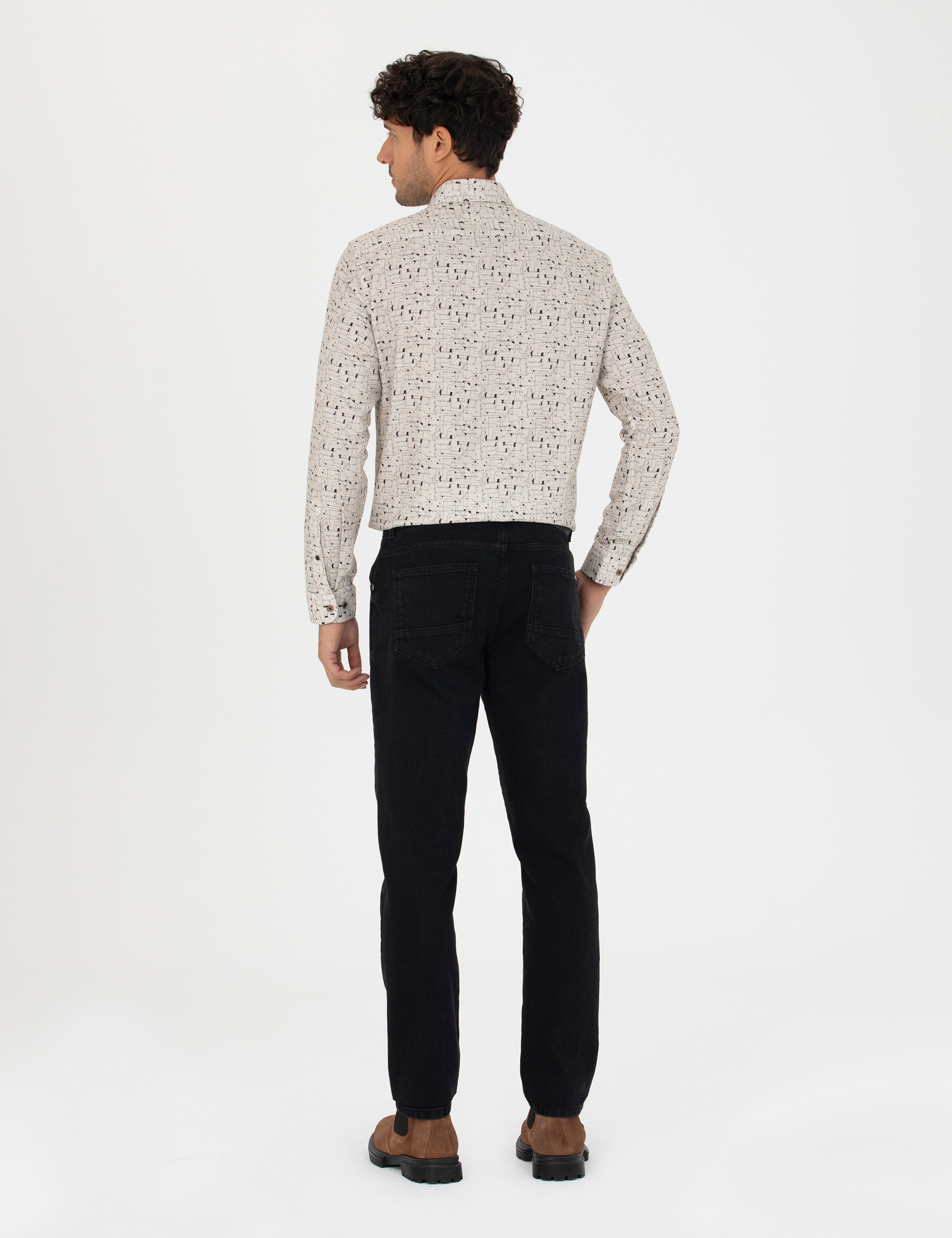 Siyah Slim Fit Jean Pantolon - Image 4