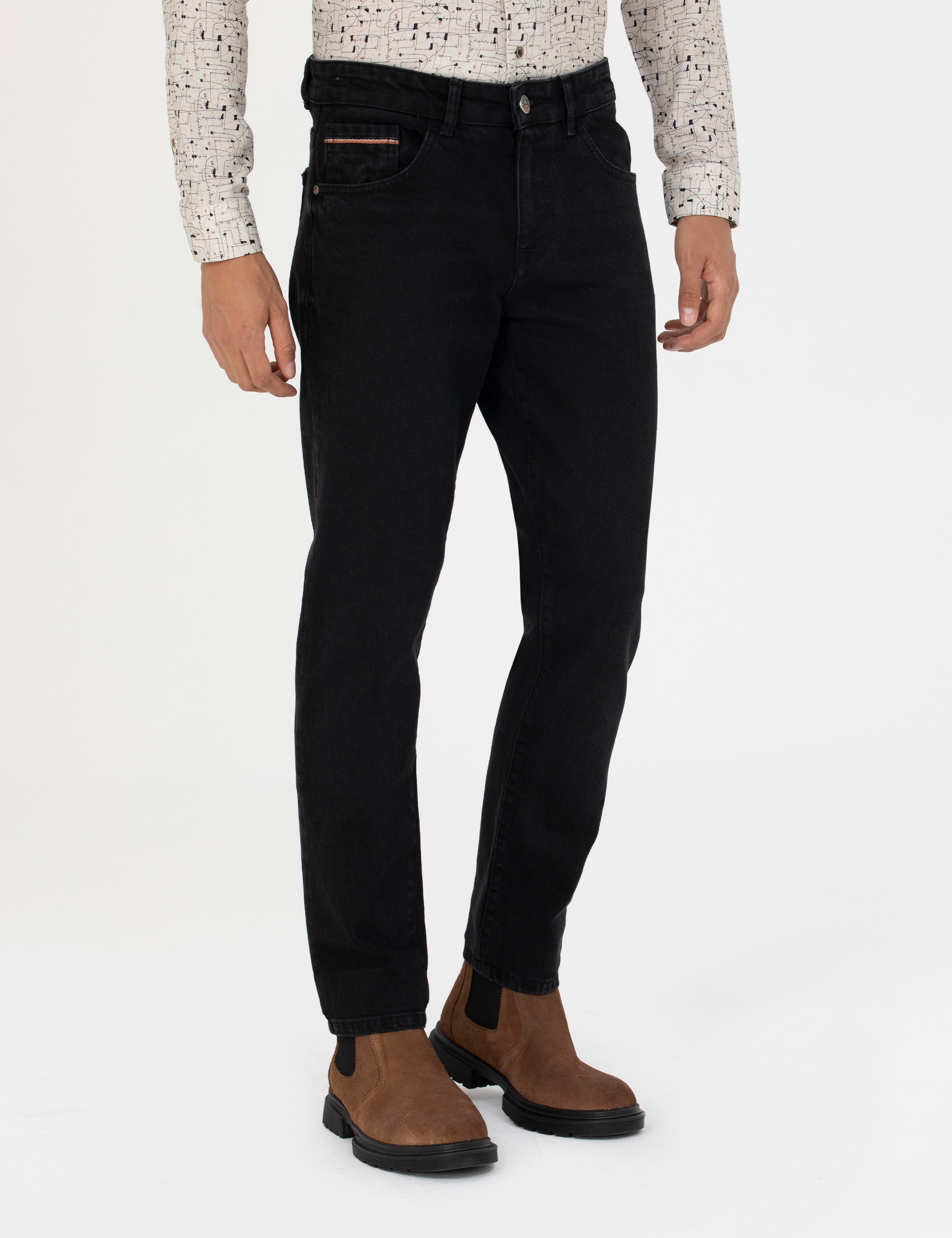 Siyah Slim Fit Jean Pantolon - Image 2