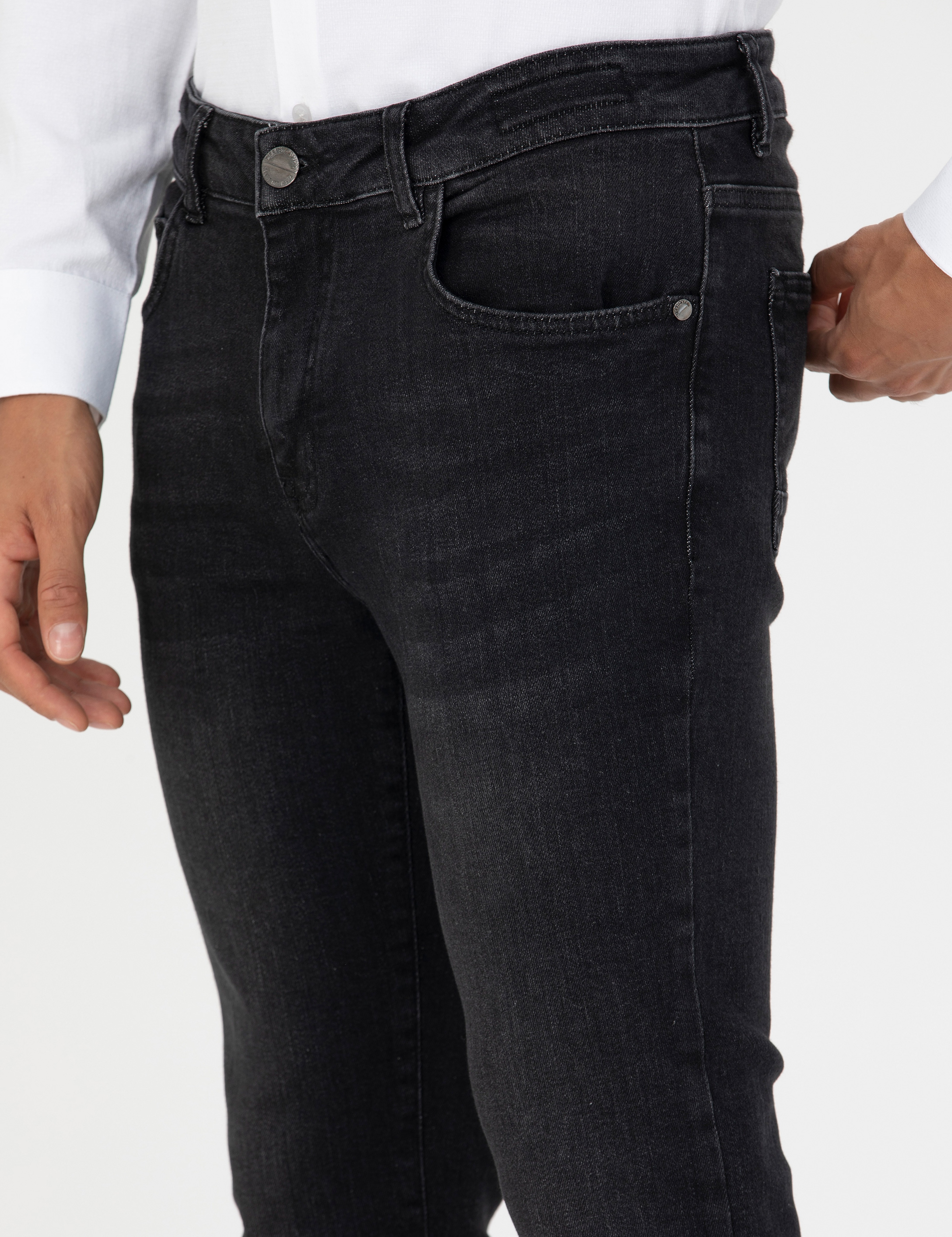 Siyah Slim Fit Jean Pantolon - Image 6