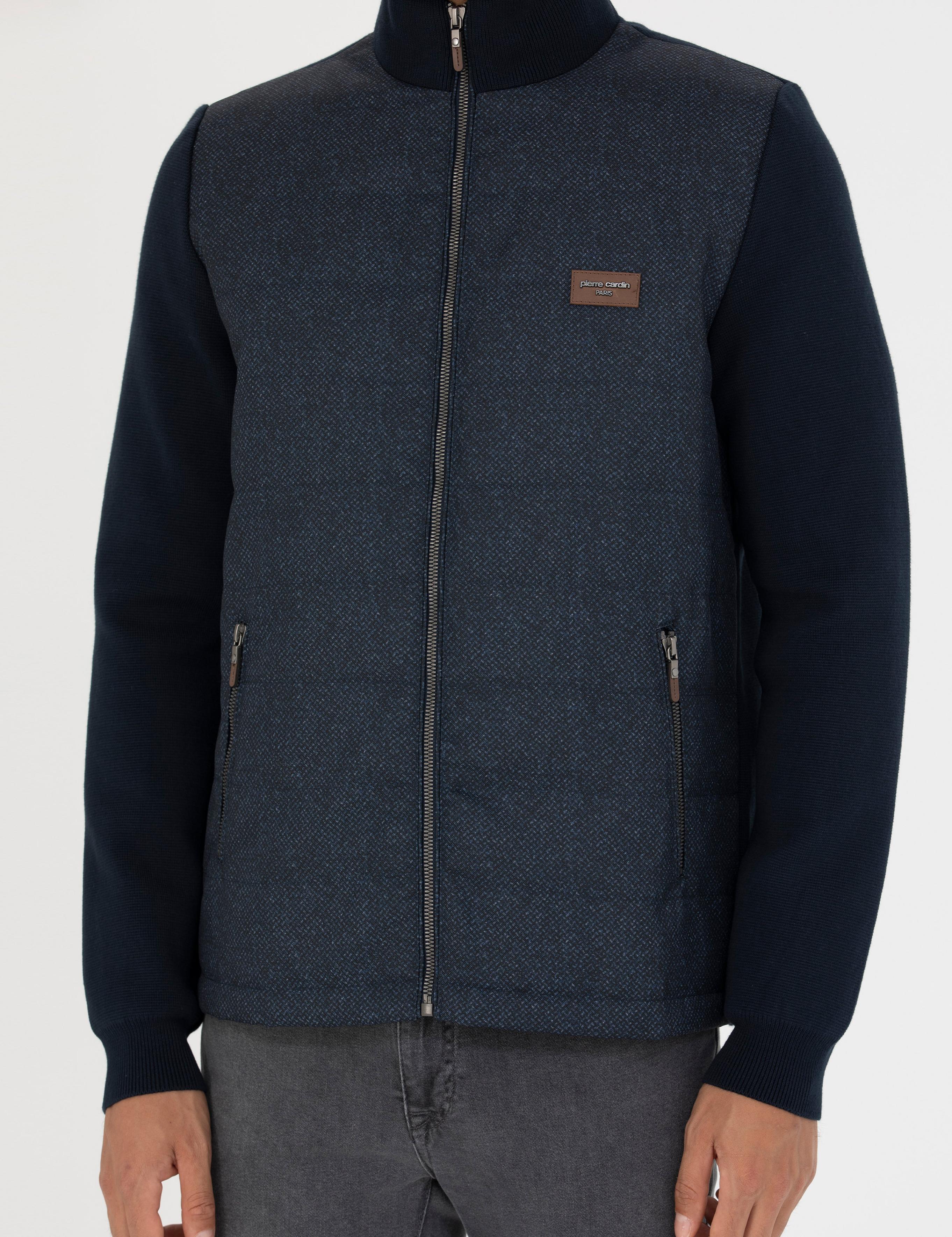 Lacivert Slim Fit Fermuarlı Triko Hırka