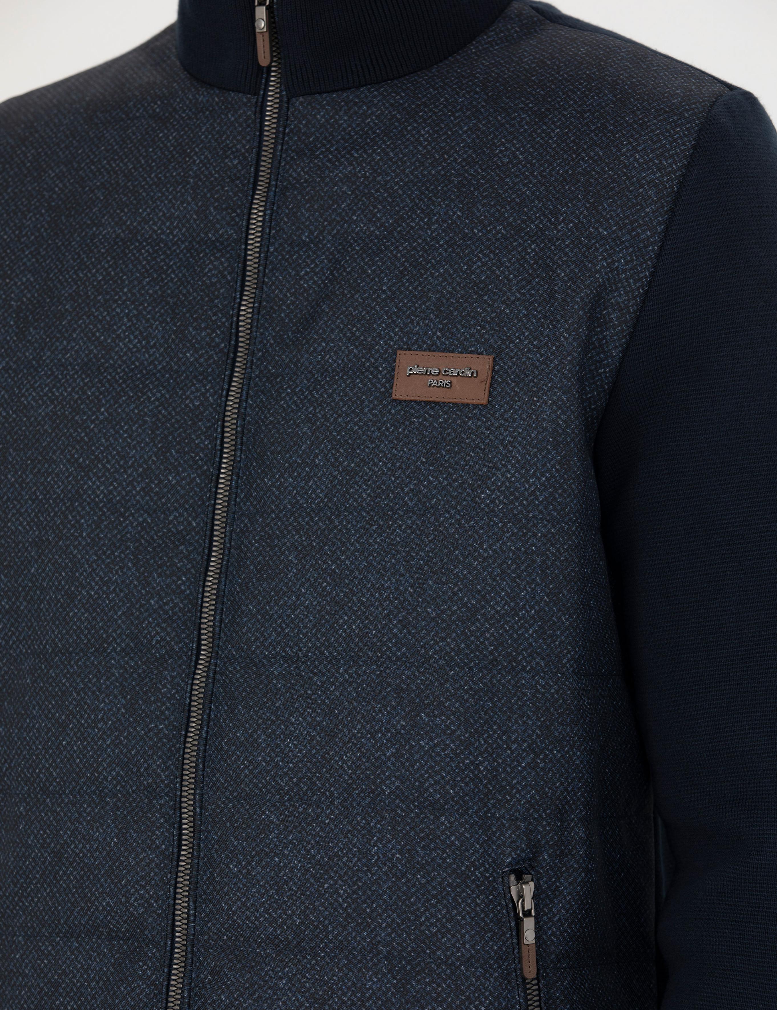 Lacivert Slim Fit Fermuarlı Triko Hırka