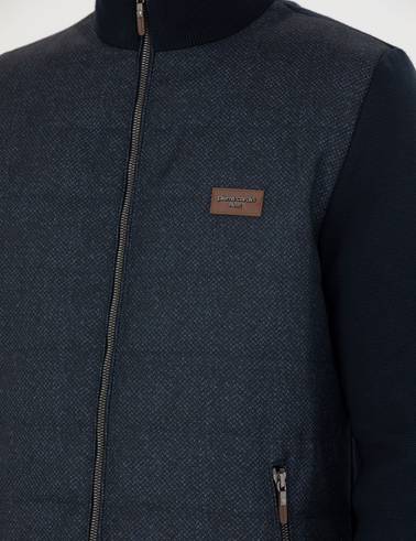 Lacivert Slim Fit Fermuarlı Triko Hırka