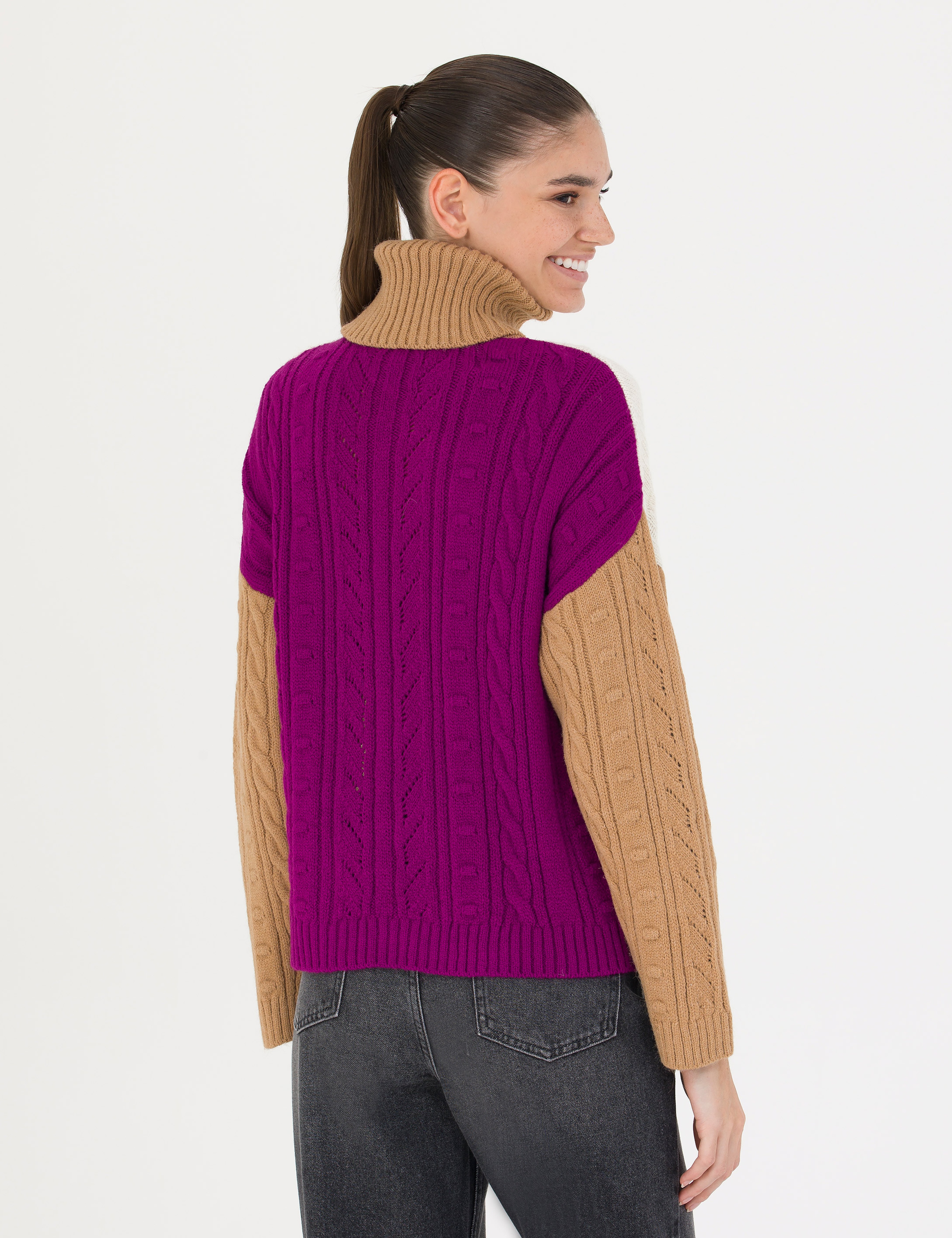 Camel Crop Top Balıkçı Yaka Kazak - Image 5