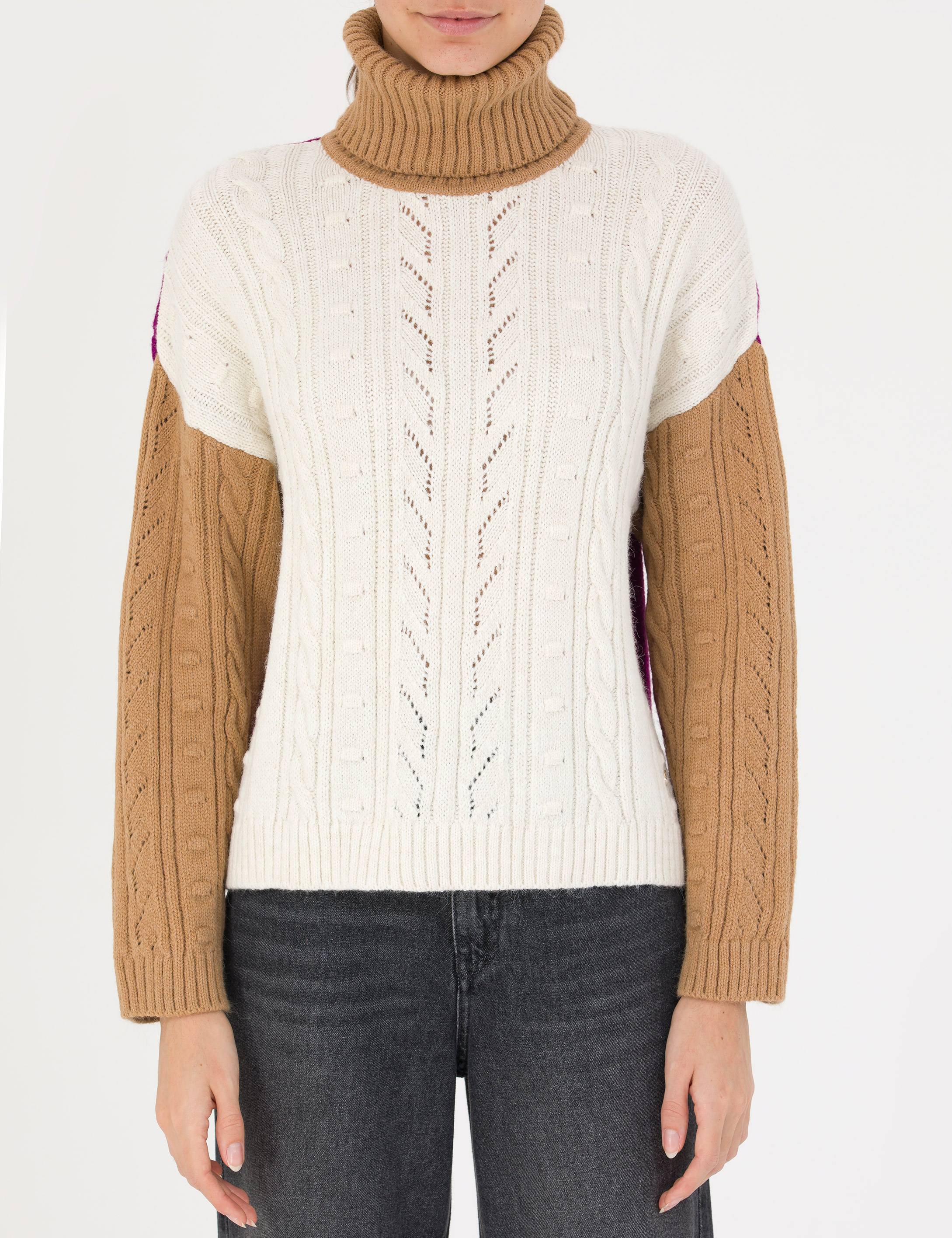 Pierre Cardin Camel Crop Top Balıkçı Yaka Kazak görsel 6
