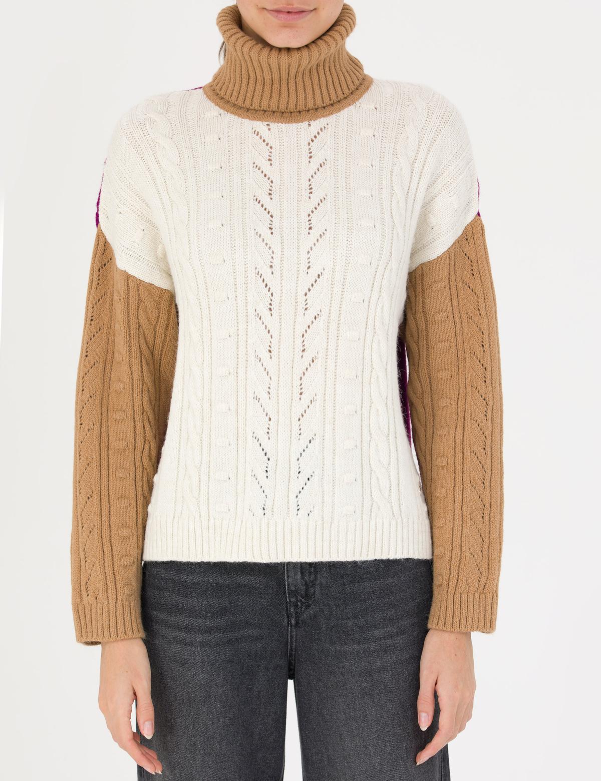 Camel Crop Top Balıkçı Yaka Kazak - 50277148005