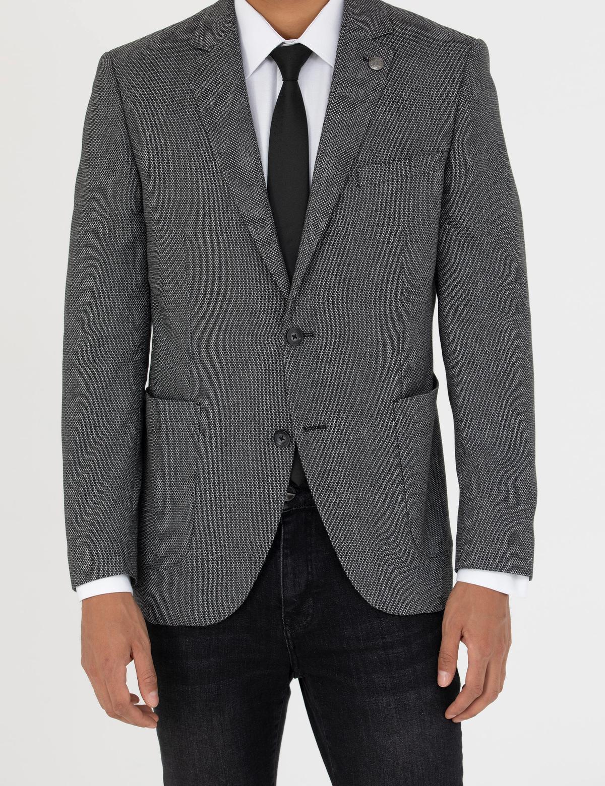 Siyah Ekstra Slim Fit Spor Ceket - 50277317005