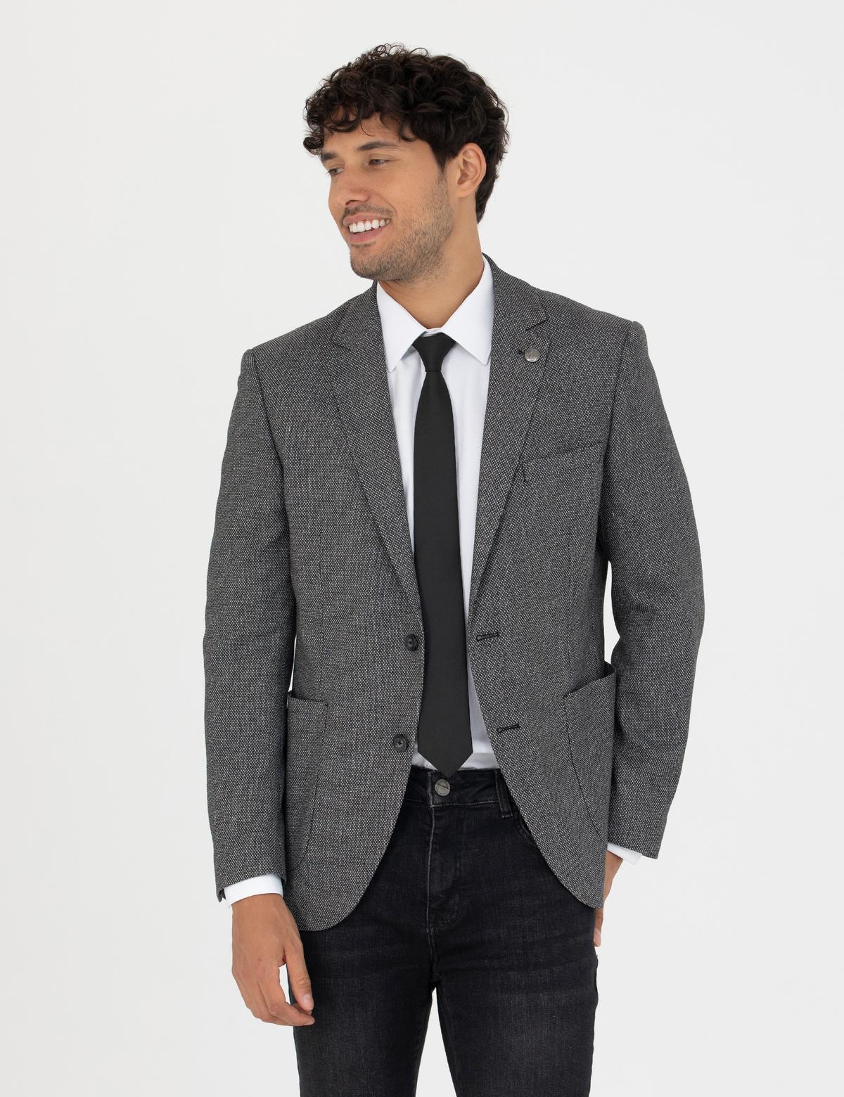 Siyah Ekstra Slim Fit Spor Ceket