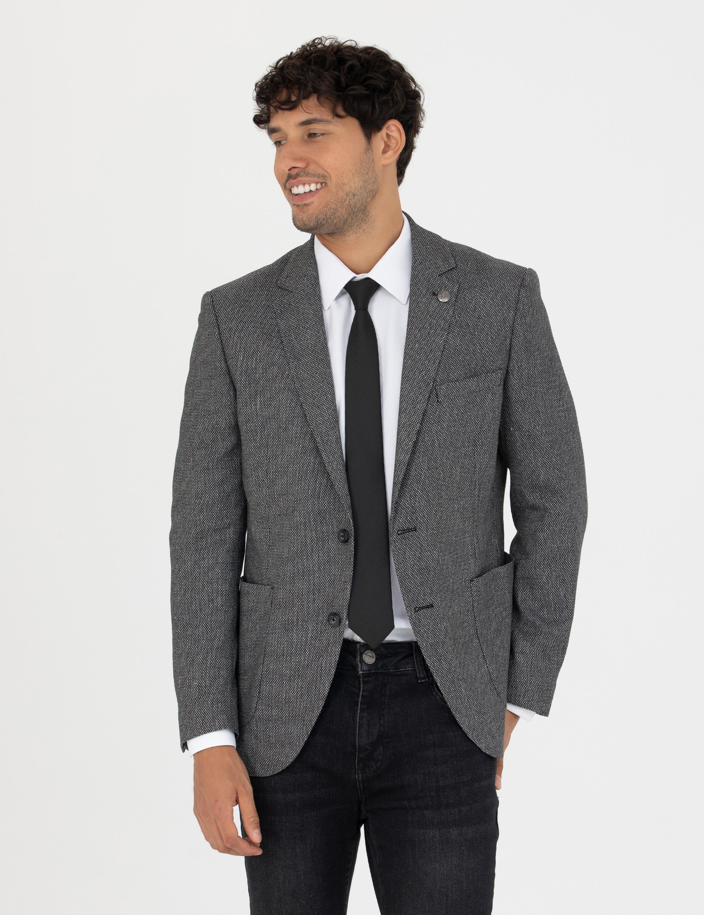 Siyah Ekstra Slim Fit Spor Ceket