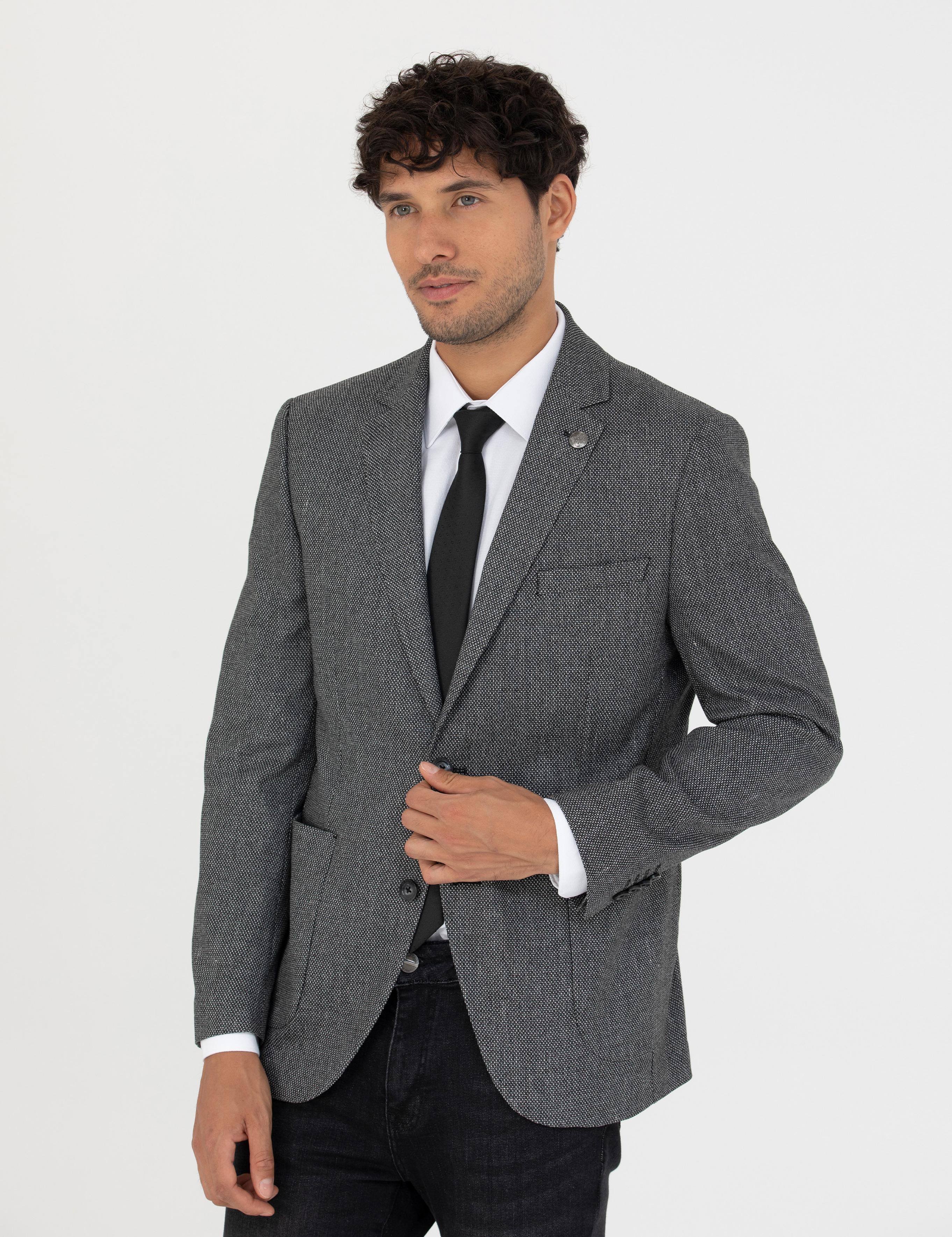 Siyah Ekstra Slim Fit Spor Ceket