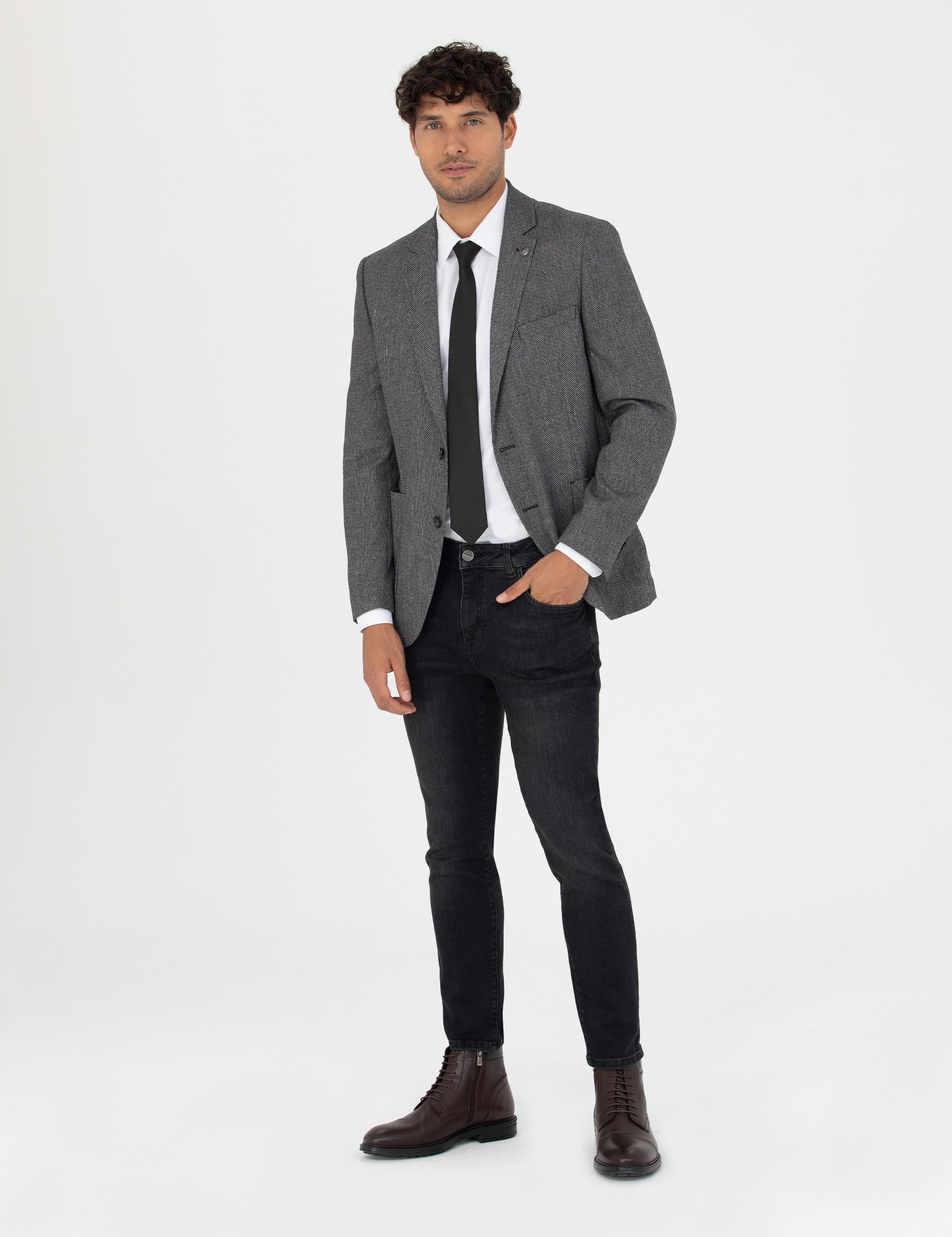 Siyah Ekstra Slim Fit Spor Ceket