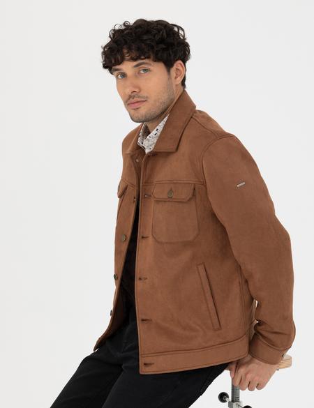 Taba Gömlek Yaka Suni Deri Ceket - 50280297014