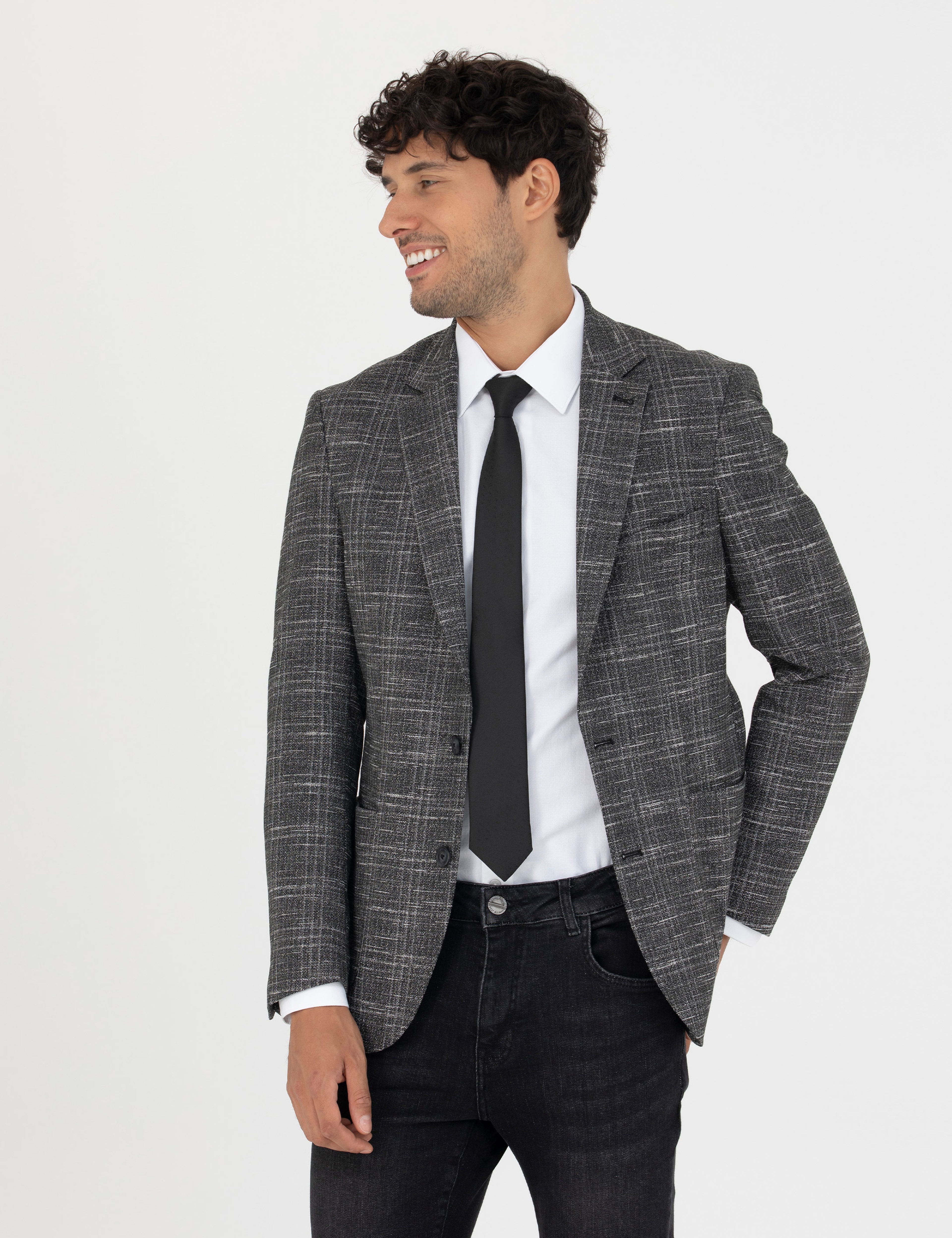 Siyah Slim Fit Ceket - Image 3