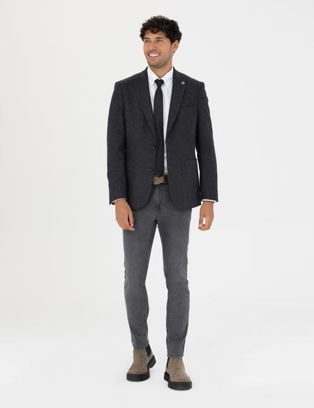 Antrasit Slim Fit Yün Karışımlı Ceket - 50279478017