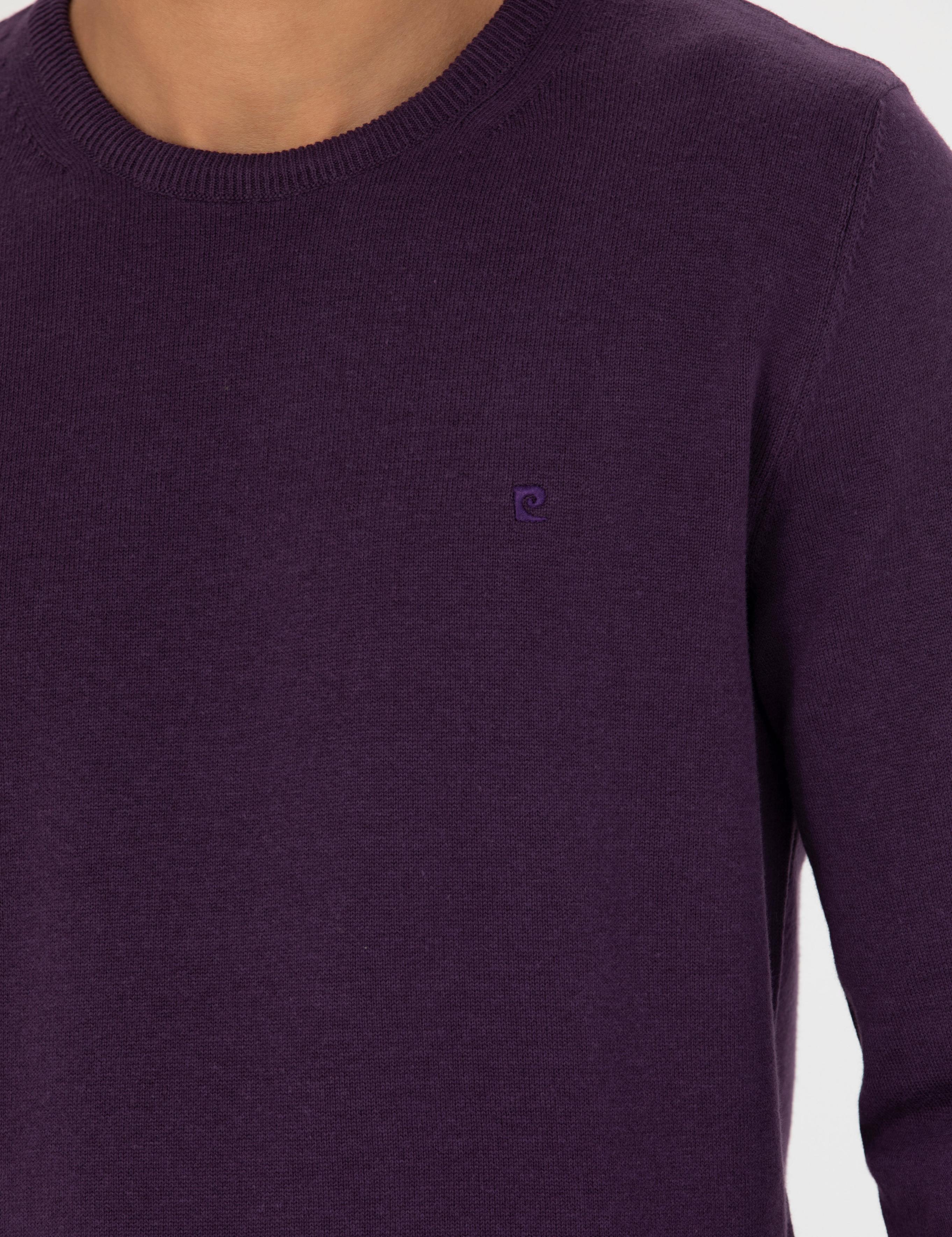 Mor Slim Fit Bisiklet Yaka Basic Triko Kazak