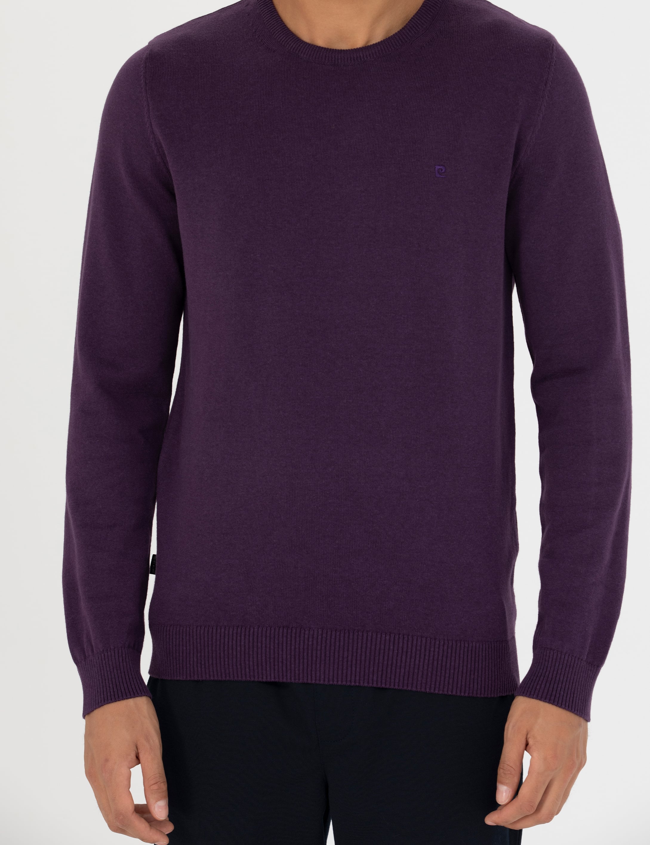 Mor Slim Fit Bisiklet Yaka Basic Triko Kazak - Image 6