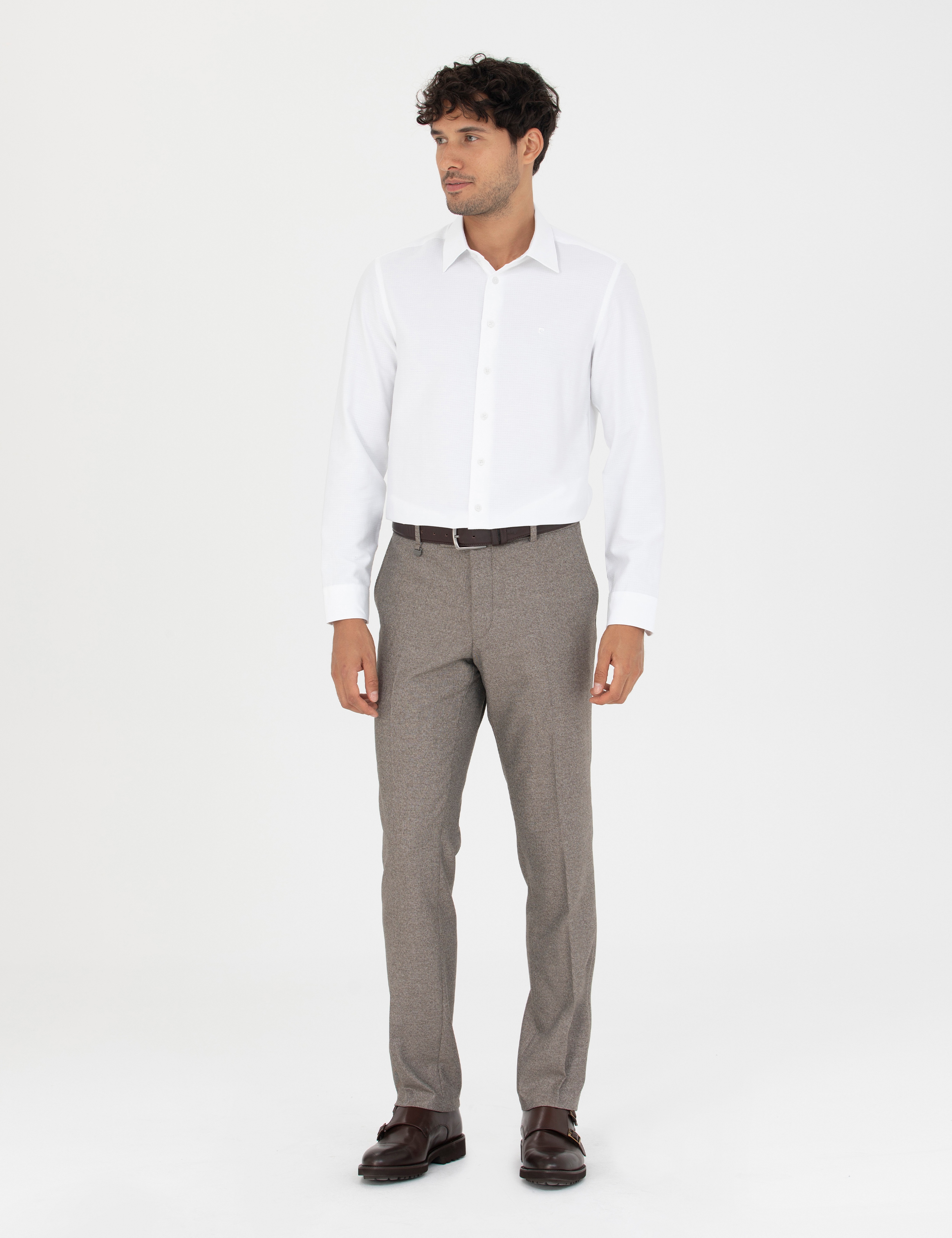 Açık Kahverengi Slim Fit Kumaş Pantolon - Image 1