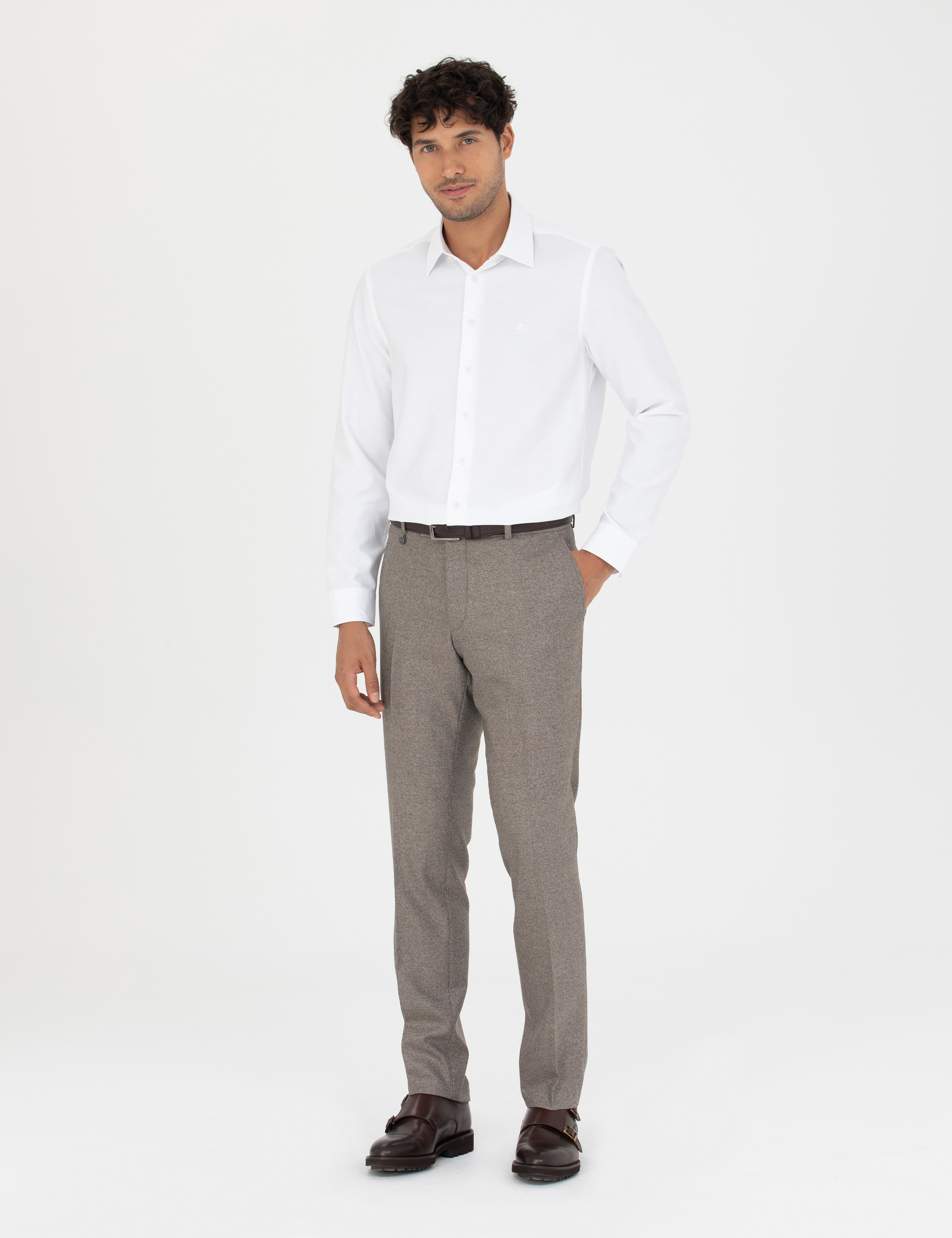 Açık Kahverengi Slim Fit Kumaş Pantolon