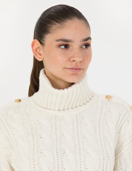 Krem Regular Fit Balıkçı Yaka Kazak - 50276220036