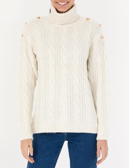 Krem Regular Fit Balıkçı Yaka Kazak - 50276220036