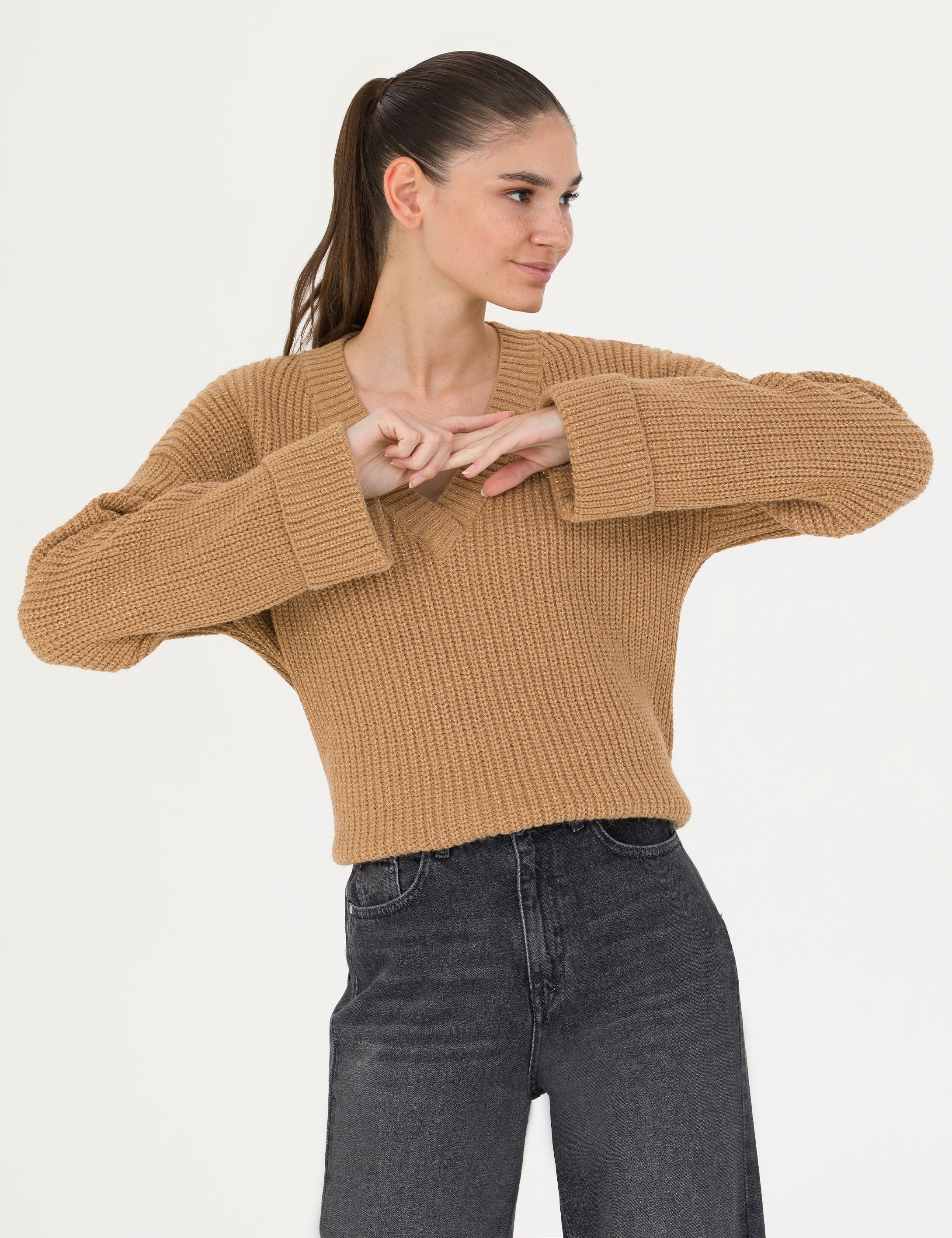 Camel Oversize V Yaka Kazak