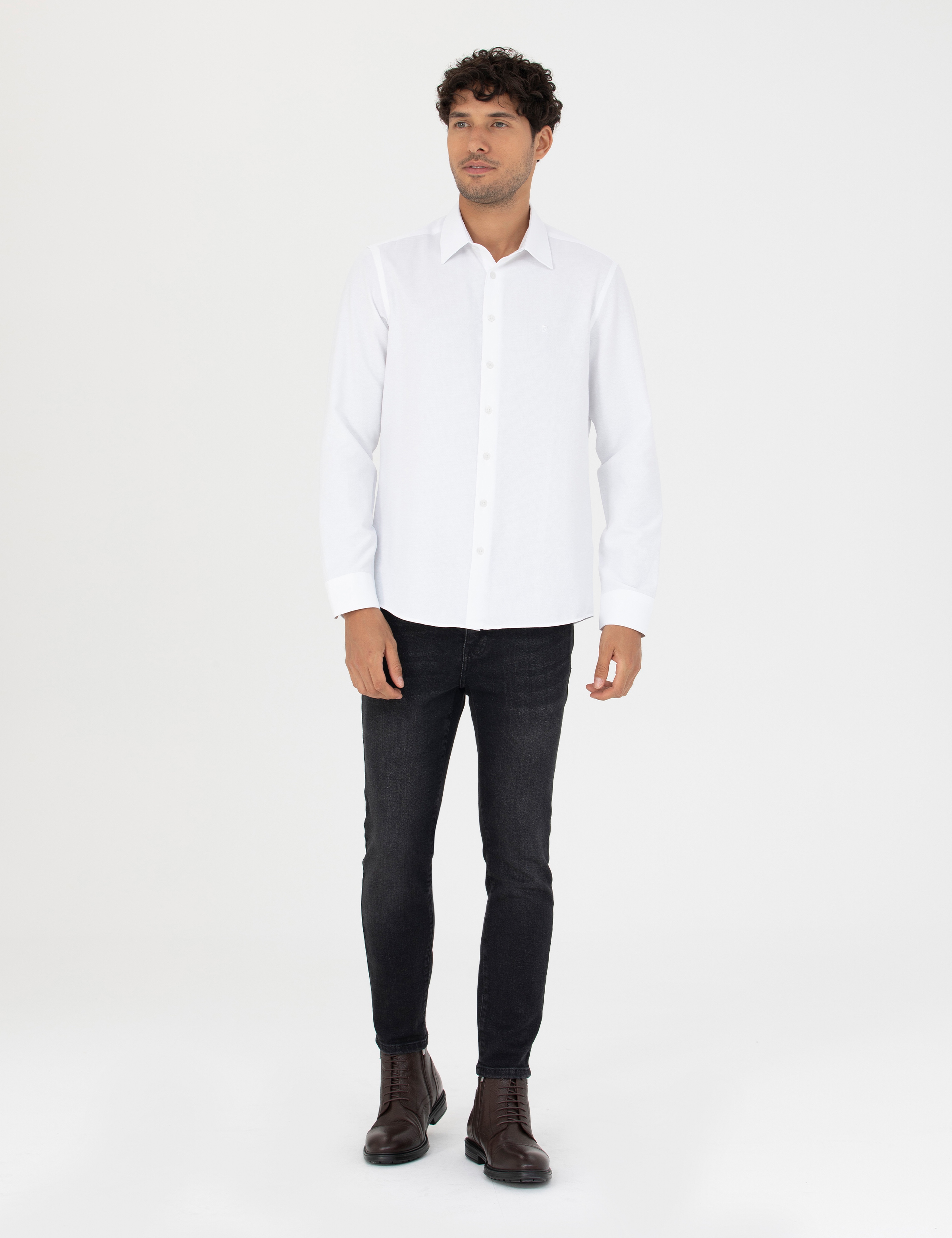 Beyaz Slim Fit Uzun Kollu Gömlek - Image 4