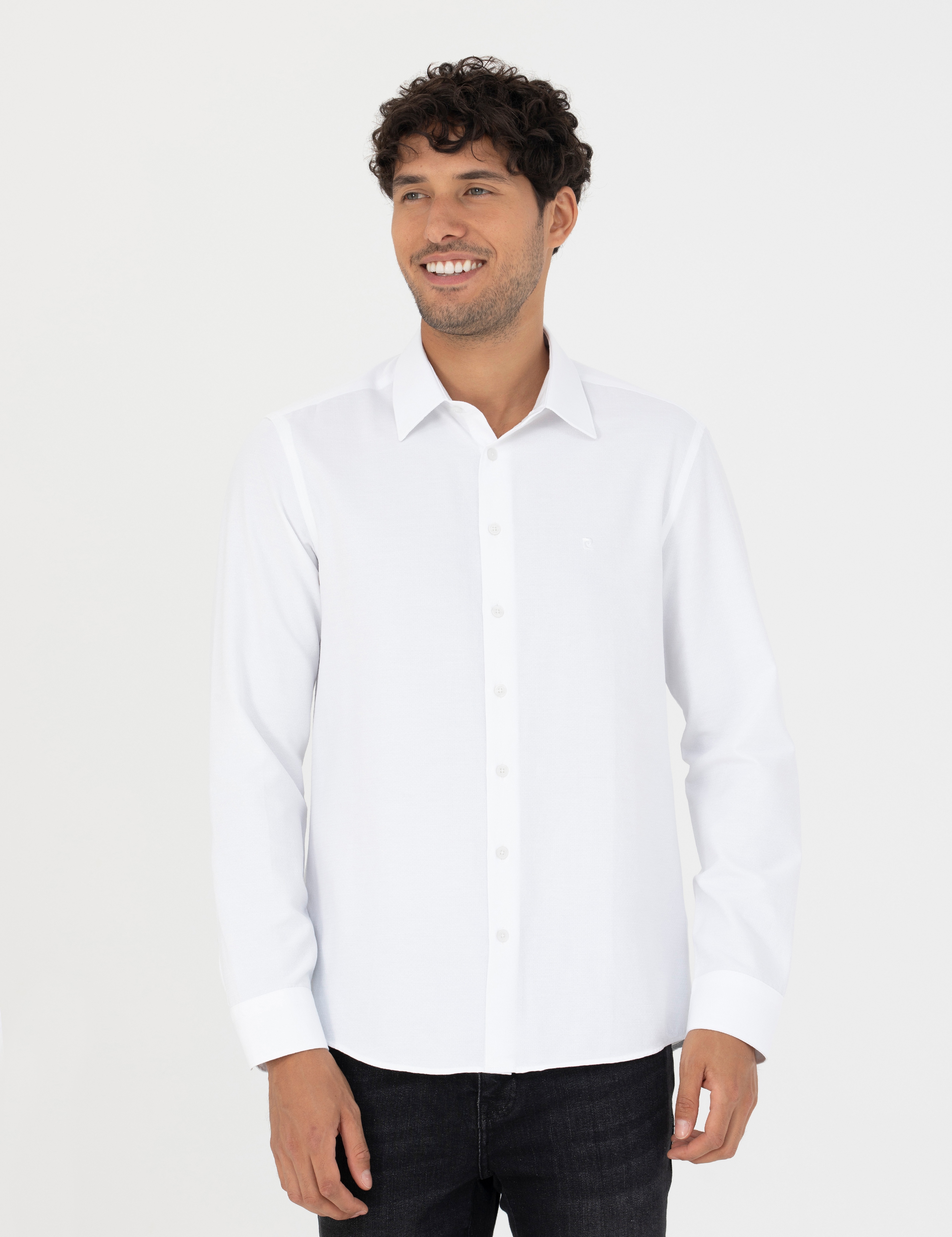 Beyaz Slim Fit Uzun Kollu Gömlek - Image 3