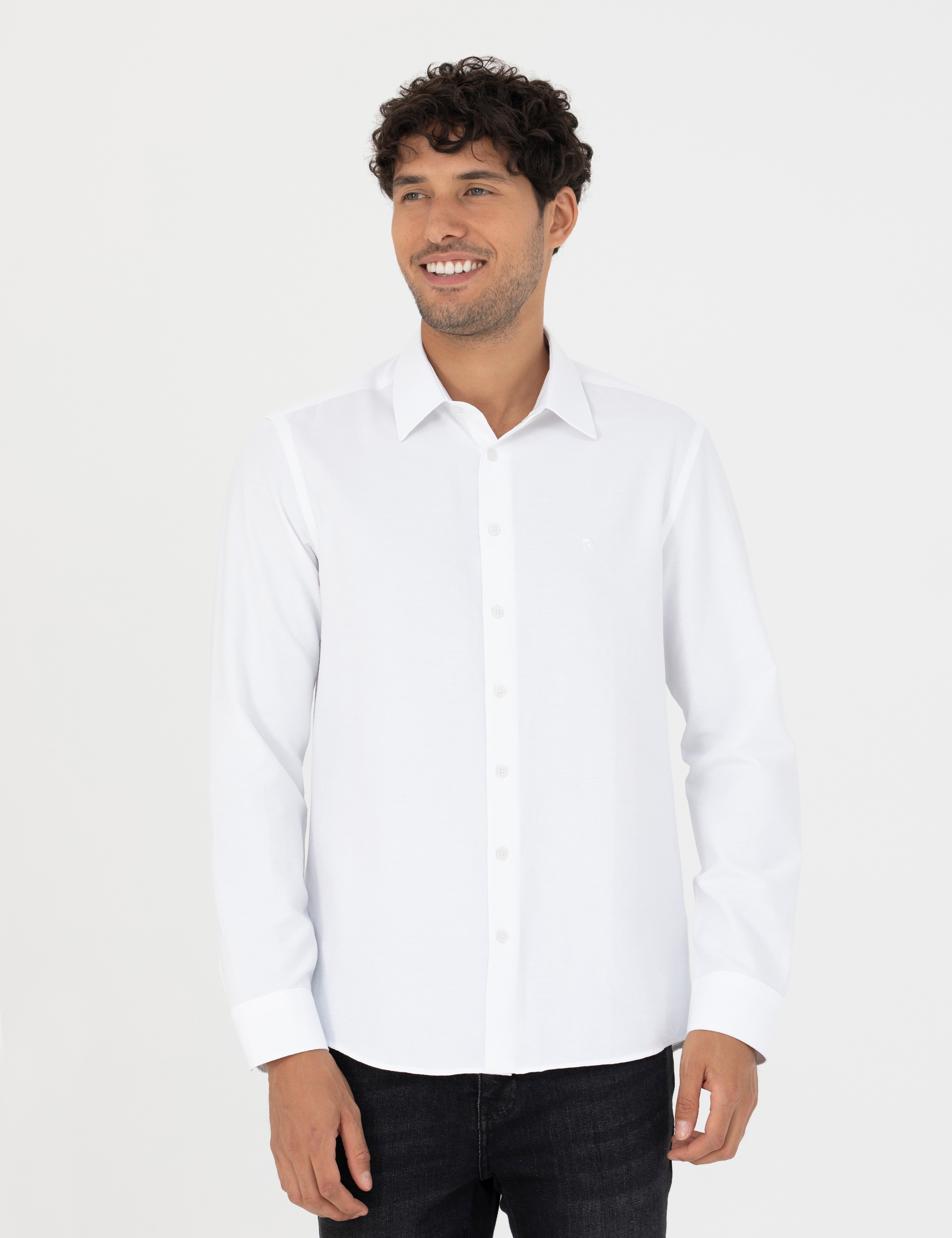 Beyaz Slim Fit Uzun Kollu Gömlek