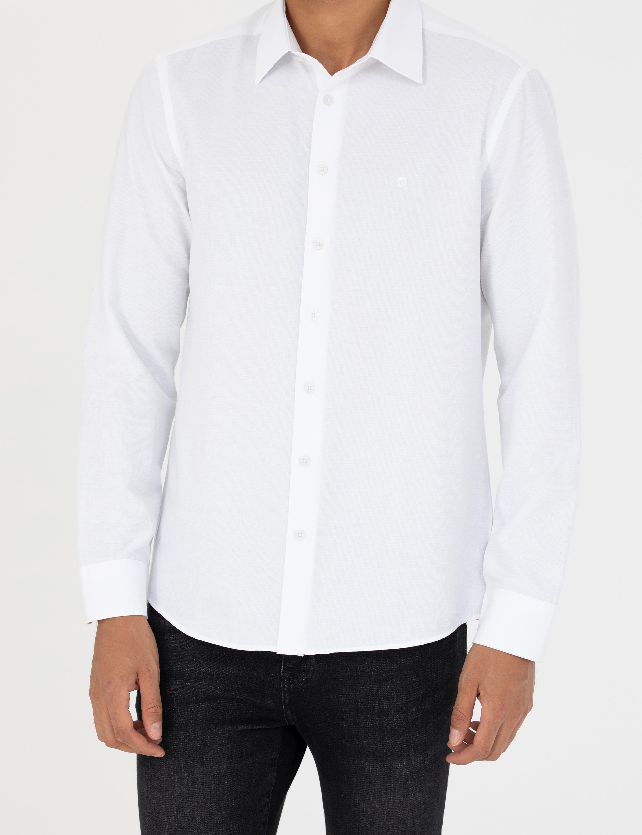 Beyaz Slim Fit Uzun Kollu Gömlek