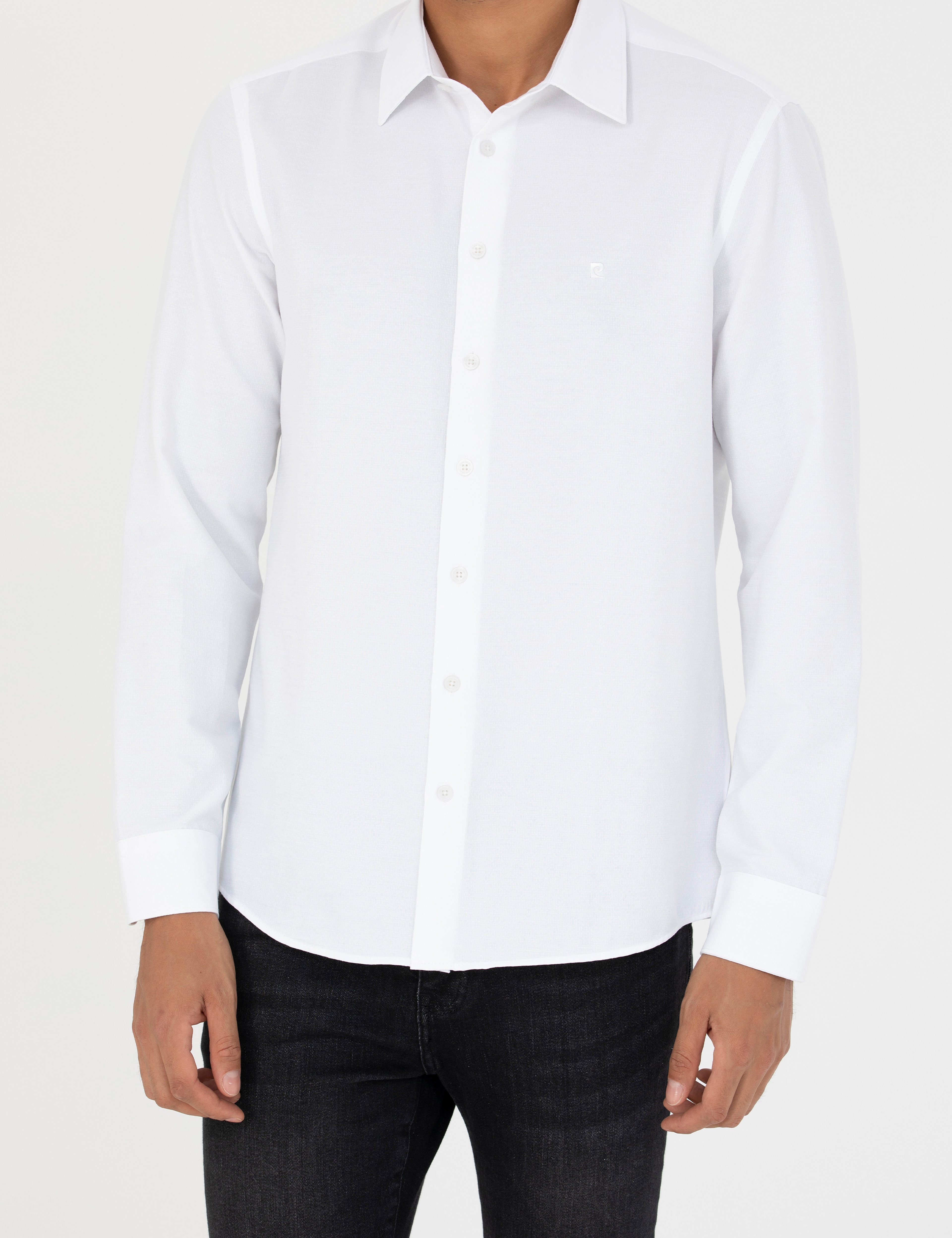 Beyaz Slim Fit Uzun Kollu Gömlek - Image 6