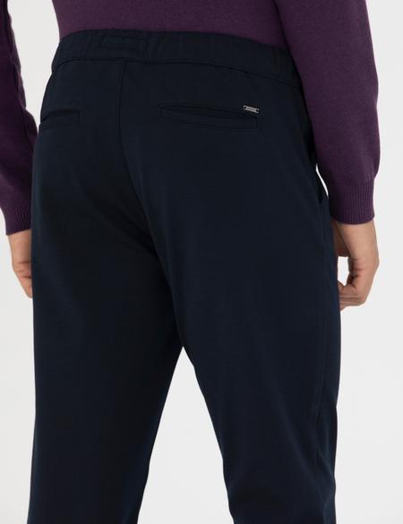 Lacivert Slim Fit Beli Lastikli Bağcıklı Kanvas Pantolon - 50278473062