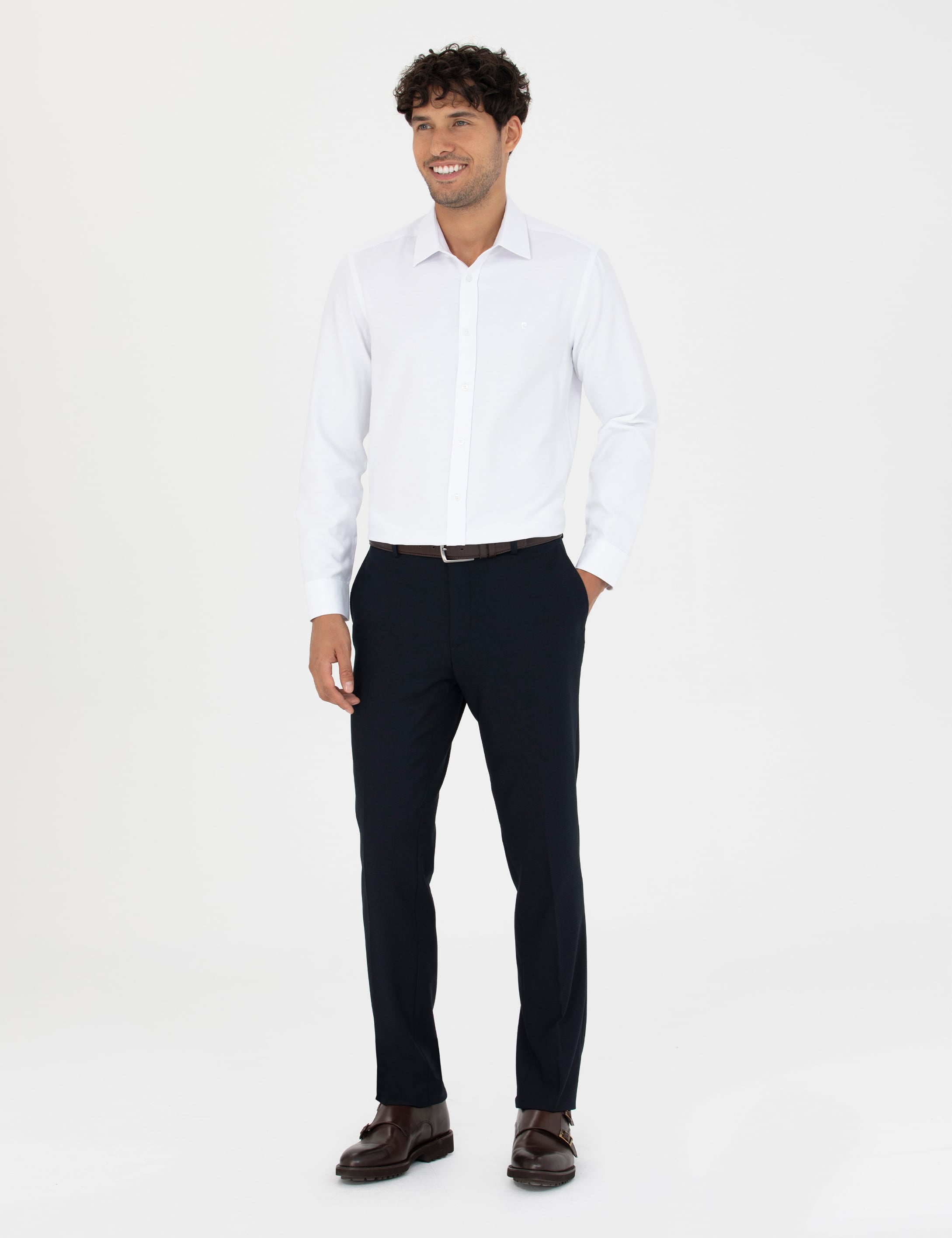 Beyaz Slim Fit Uzun Kollu Gömlek - Image 4