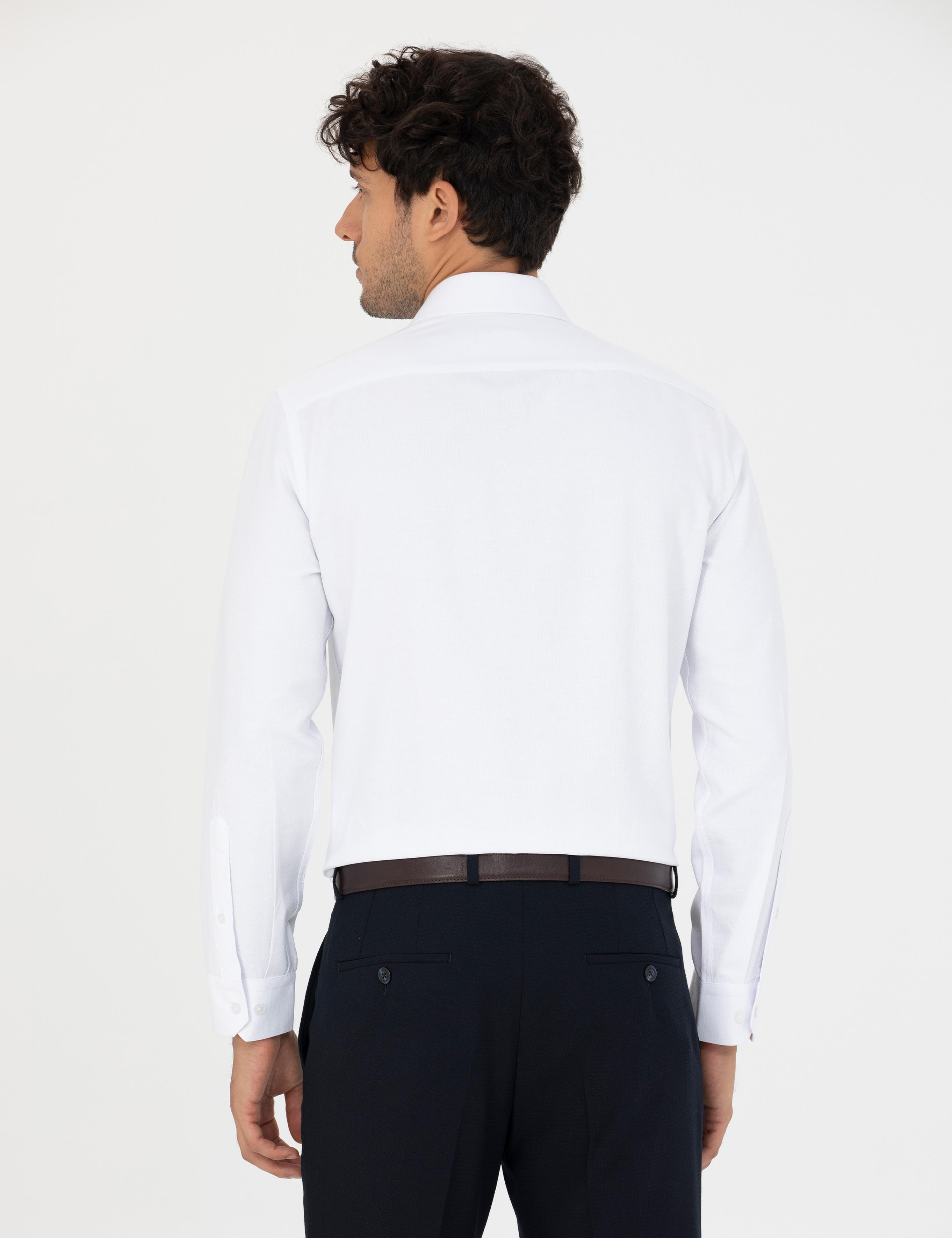 Beyaz Slim Fit Uzun Kollu Gömlek