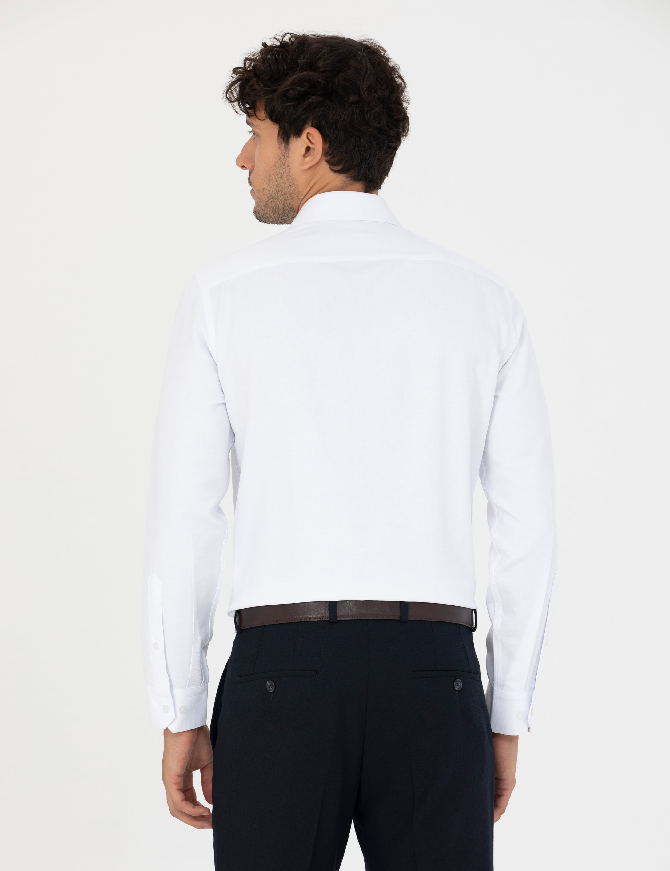 Beyaz Slim Fit Uzun Kollu Gömlek - Image 5