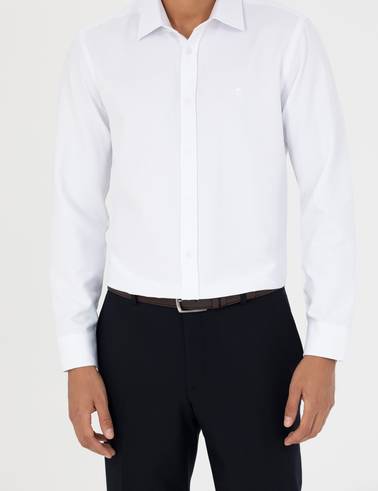 Beyaz Slim Fit Uzun Kollu Gömlek