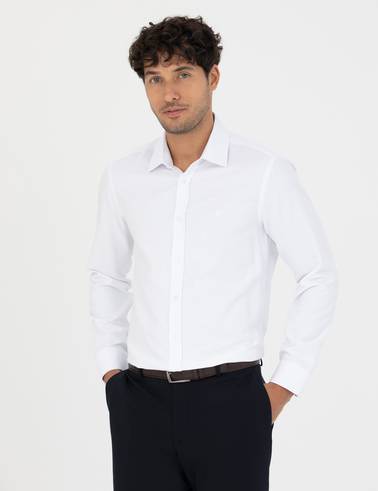 Beyaz Slim Fit Uzun Kollu Gömlek