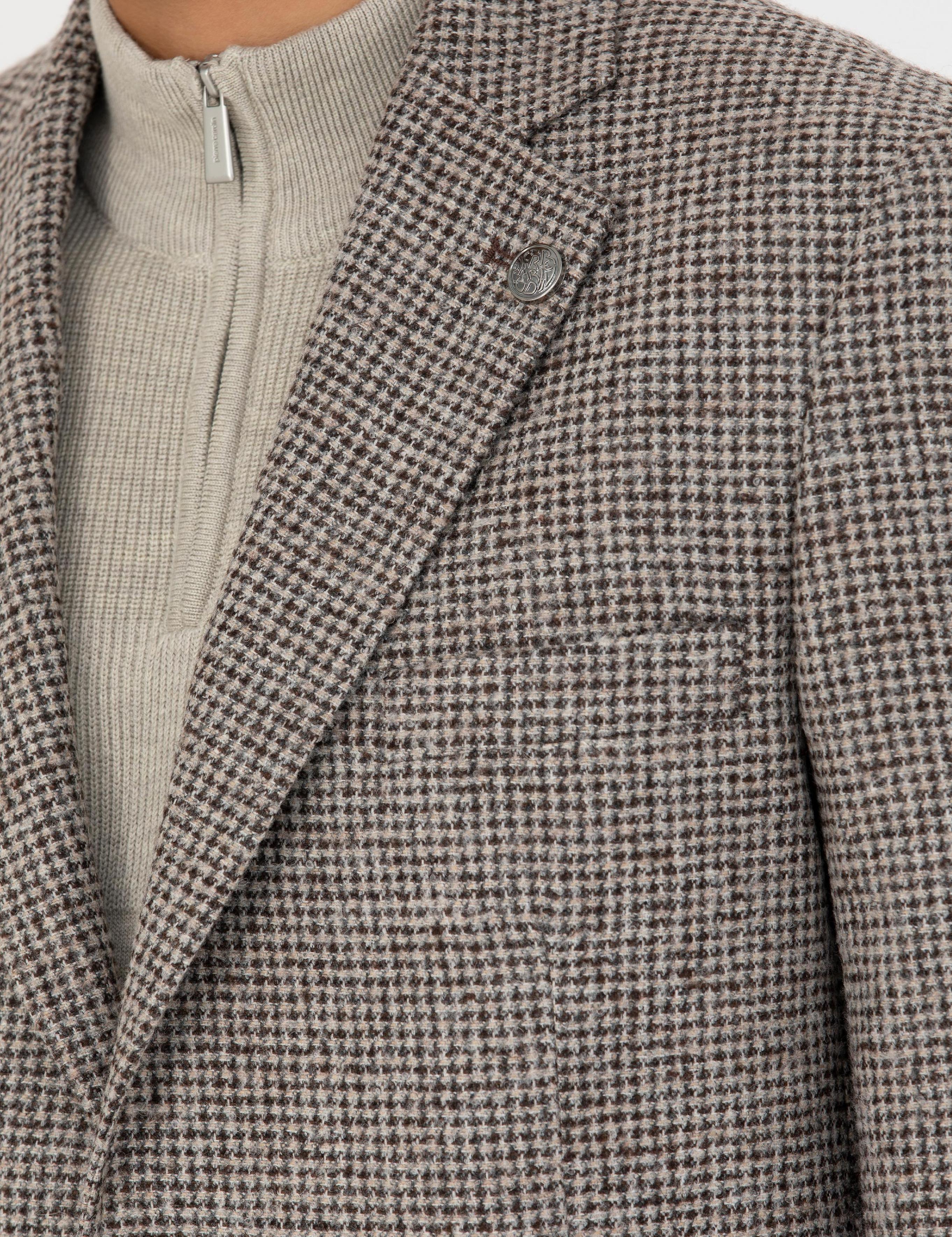 Kahverengi Slim Fit Yün Karışımlı Ceket