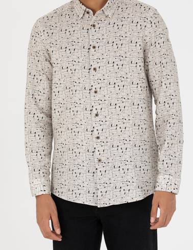 Bej Slim Fit Uzun Kollu Gömlek