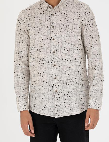 Bej Slim Fit Uzun Kollu Gömlek - 50276009025