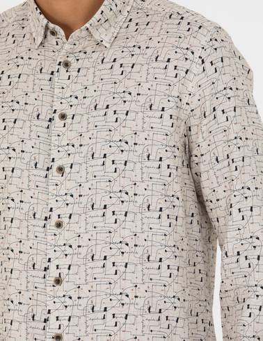 Bej Slim Fit Uzun Kollu Gömlek