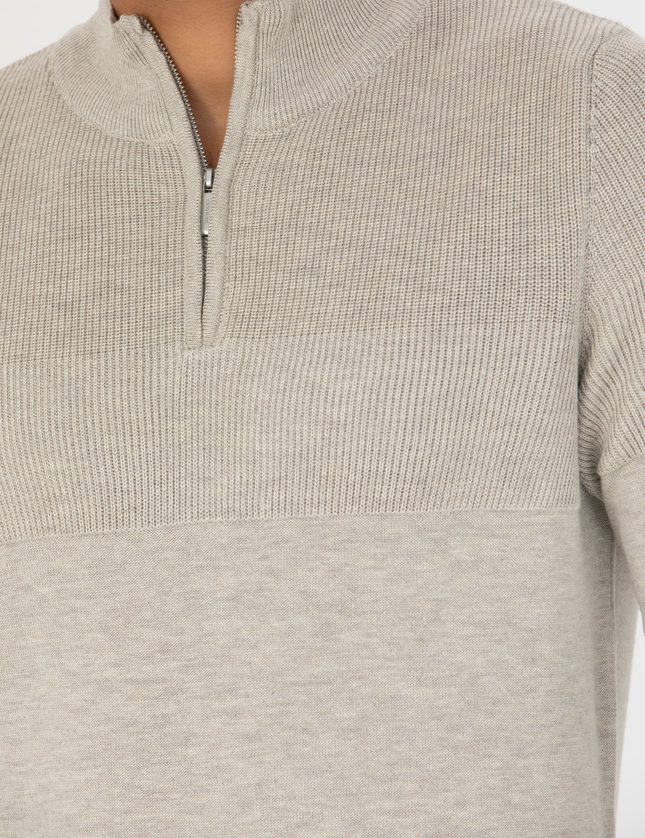 Pierre Cardin Kum Melanj Slim Fit Fermuarlı Dik Yaka Triko Kazak görsel 7