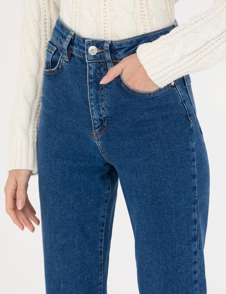 Koyu İndigo Flare Fit Jean Pantolon - 50274083011