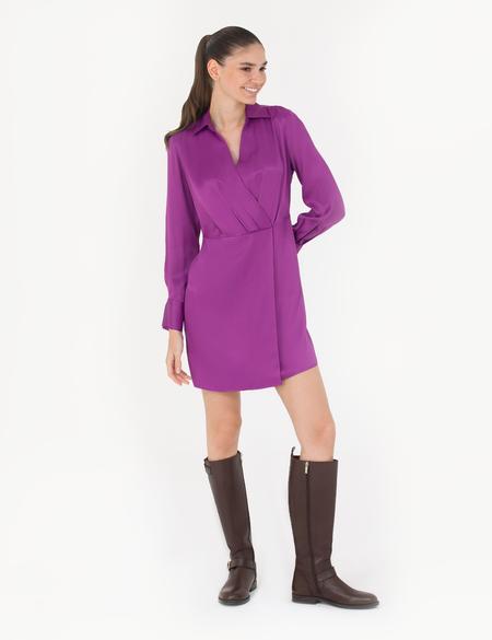 Menekşe Saten Elbise - 50274705013