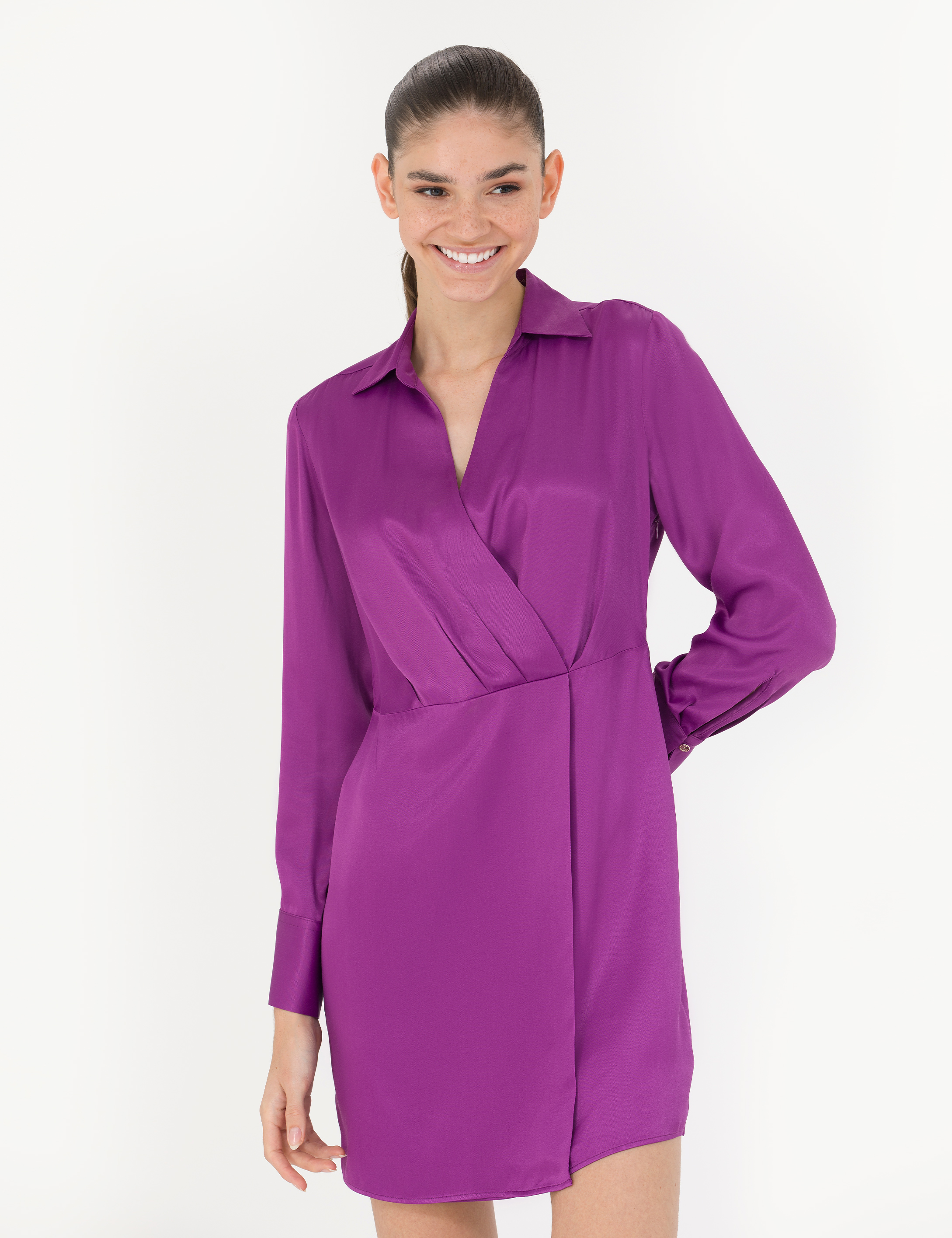 Pierre Cardin Menekşe Saten Elbise görsel 4