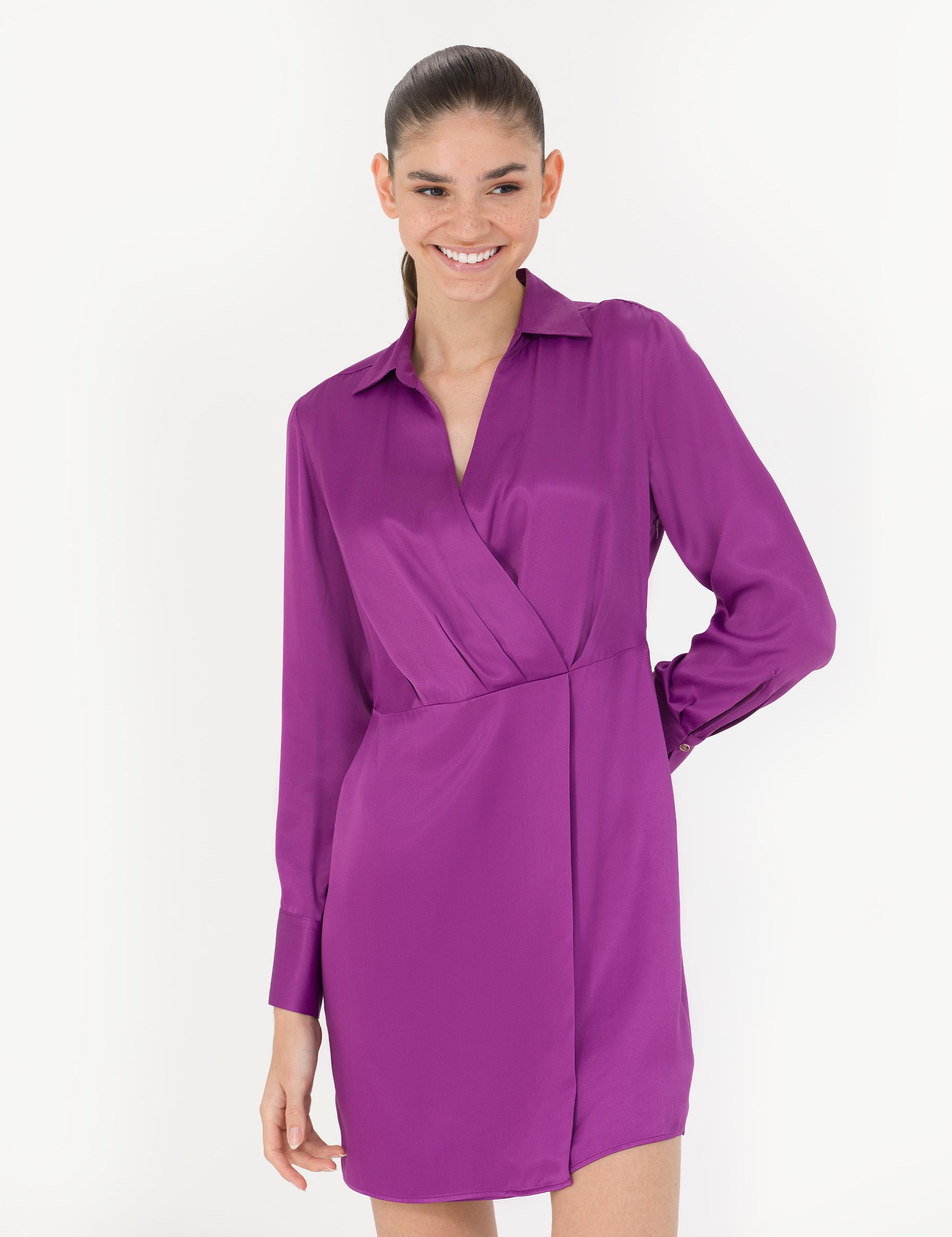 Menekşe Saten Elbise