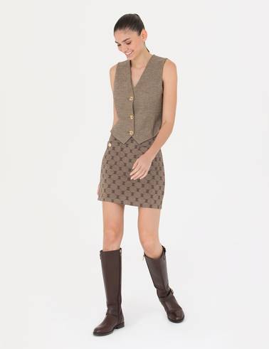 Camel Slim Fit Örme Etek