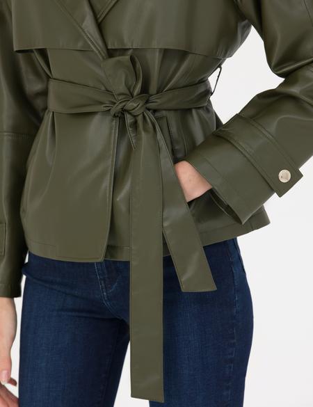 Haki Regular Fit Suni Deri Ceket - 50273596029