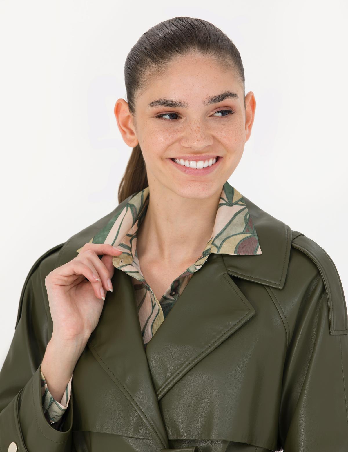 Haki Regular Fit Suni Deri Ceket - 50273596029