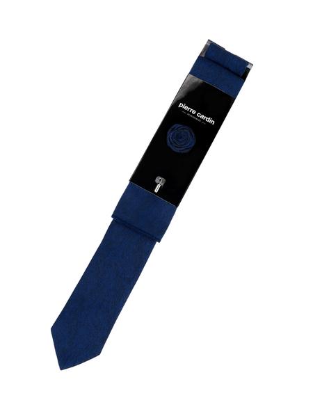 Lacivert 3'lü Kravat-Mendil-Kravat İğnesi Set - 50284572003