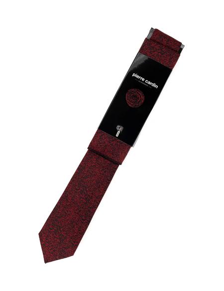 Bordo 3'lü Kravat Mendil Set - 50284572004