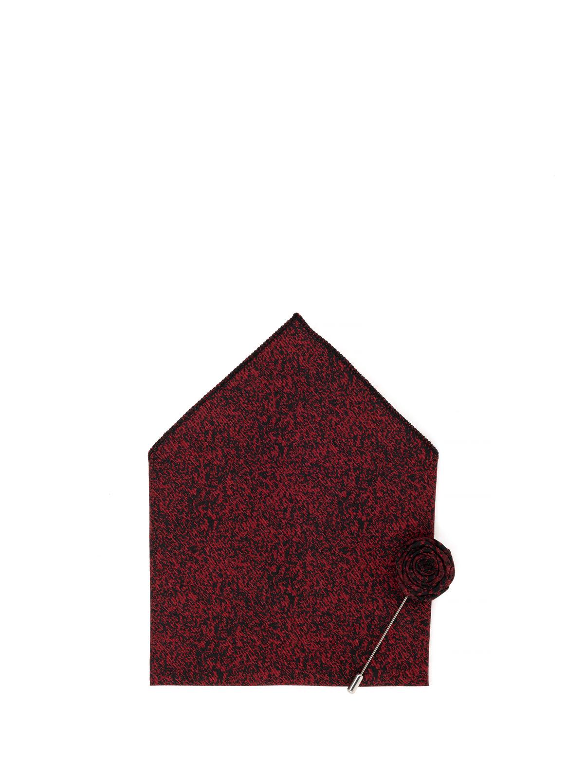 Bordo 3'lü Kravat Mendil Set - 50284572004